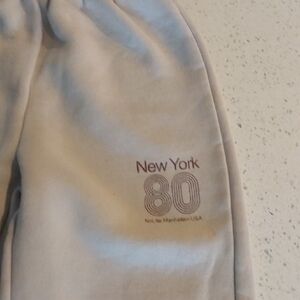 Zara Cream Elastic-Waist Sweatpants